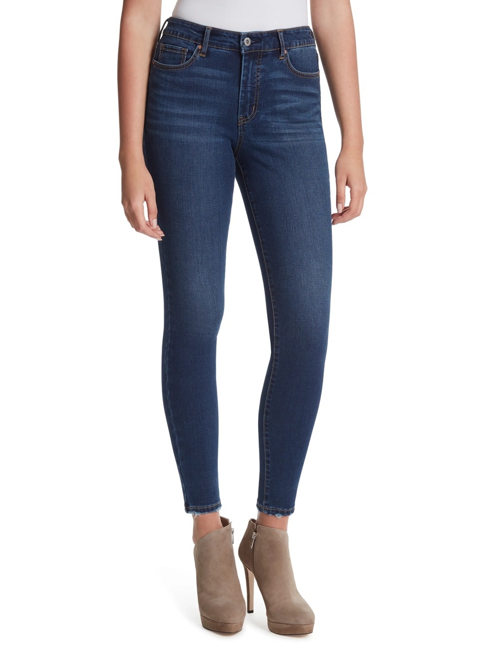 👖Jessica Simpson Stretch High Rise Ankle Jeans - Dark Blue Denim Wash